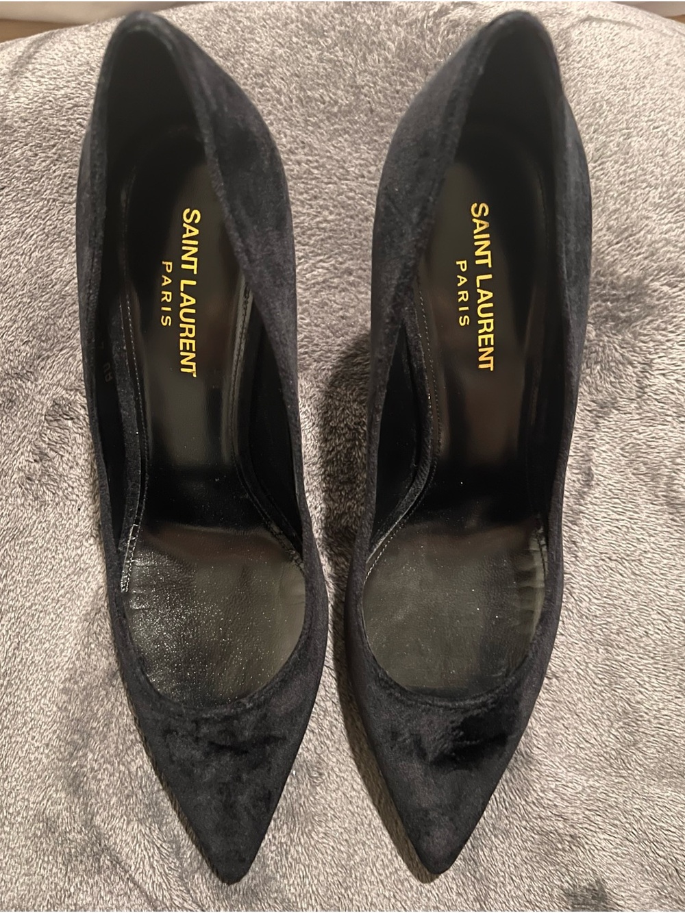 Saint Laurent Black Velvet Pointed Pumps